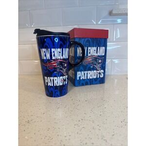New England Patriots Travel Mug With Lid‎ And Box NFL Fan Gift